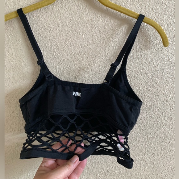 PINK Sports Bra With Fish Net Design Black 🌴 - Picture 2 of 5